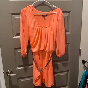 Coral dress with turquoise belt